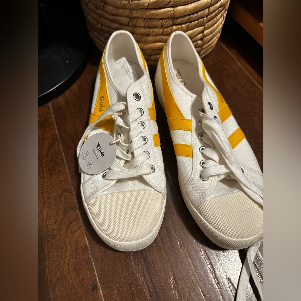 Gola Vegan White and Yellow Sneakers